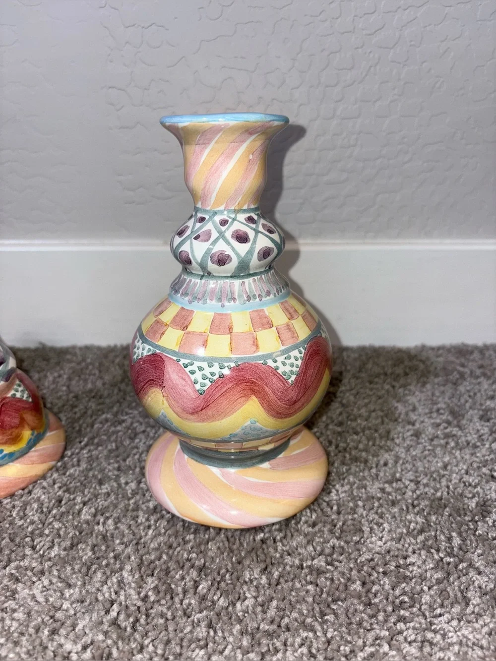 3 Mackenzie-Childs Vintage Taylor Keukenhof candle stick holders